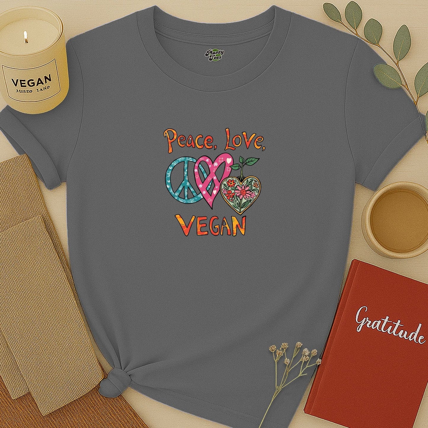 Peace, Love, Vegan T-Shirt