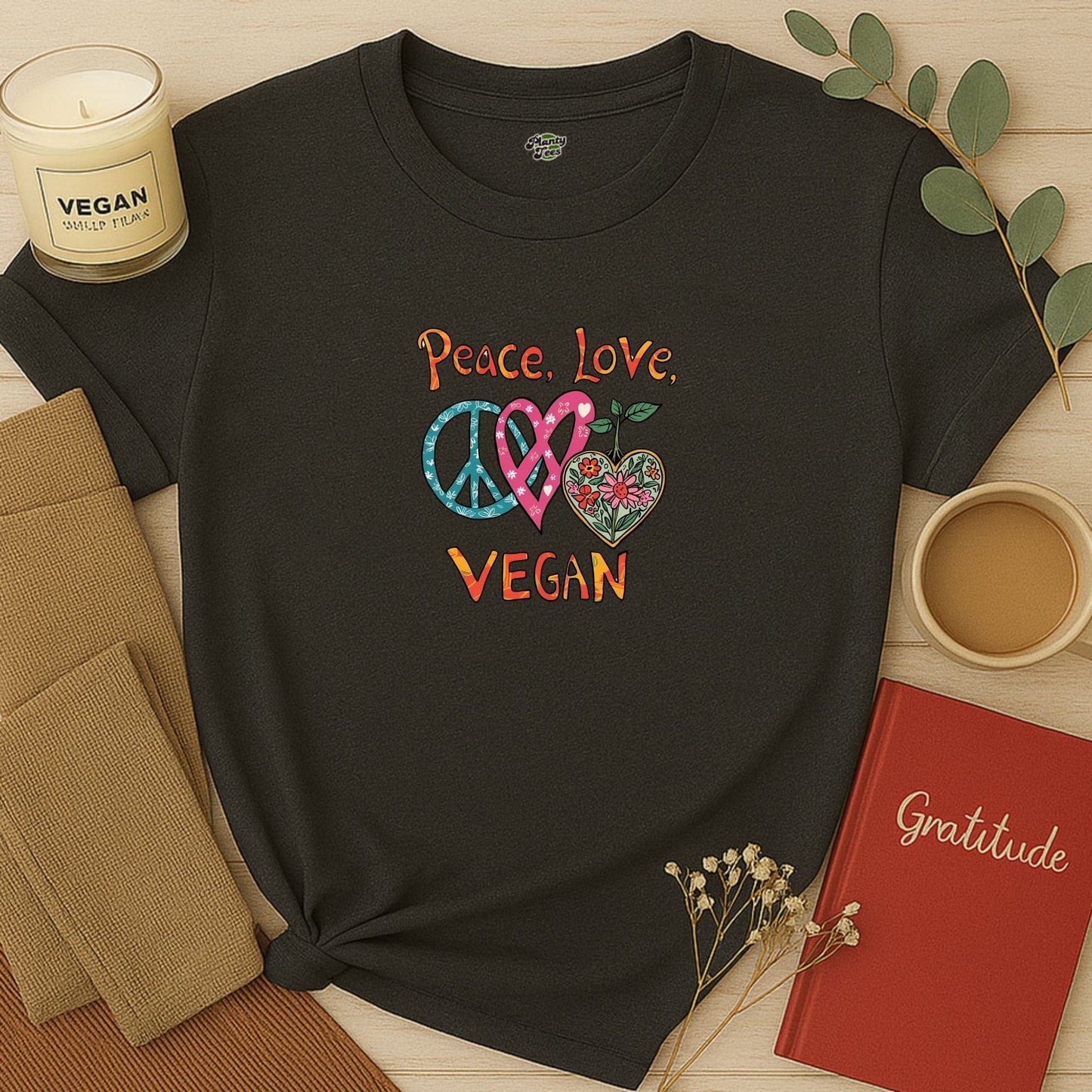 Peace, Love, Vegan T-Shirt