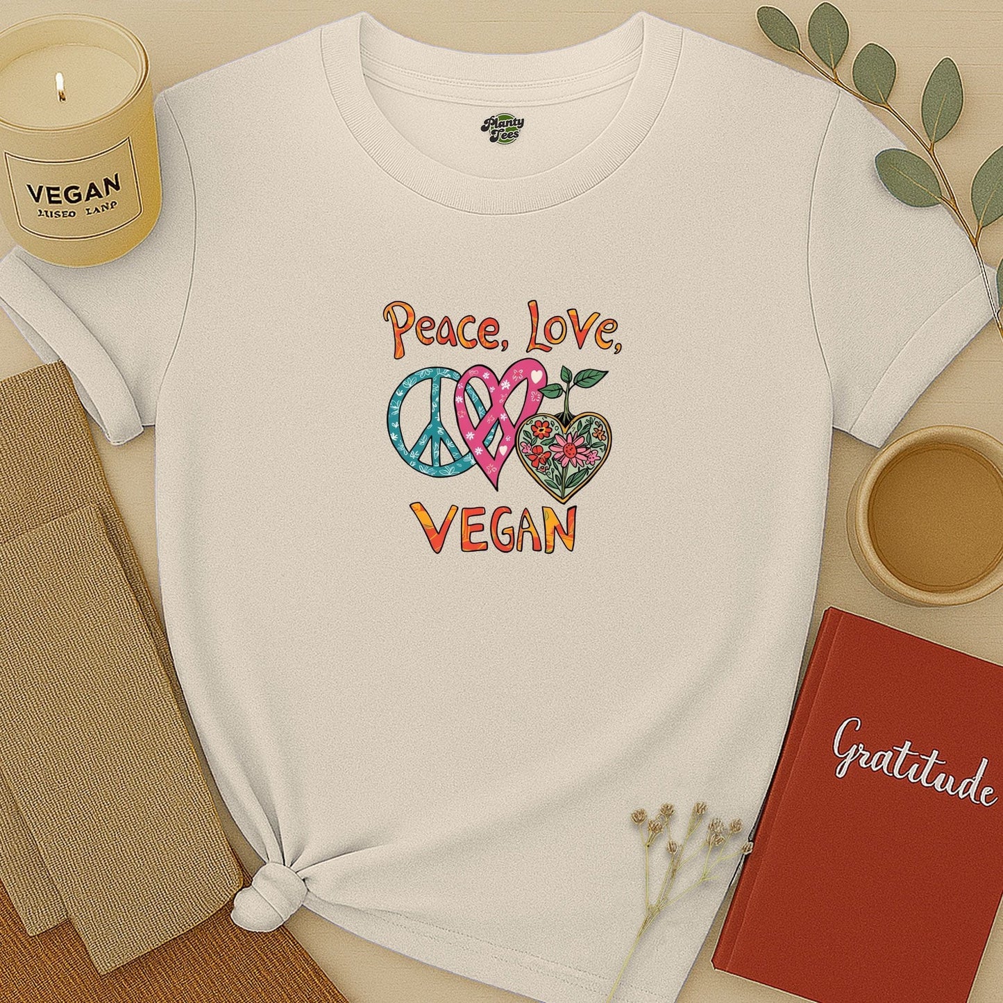 Peace, Love, Vegan T-Shirt