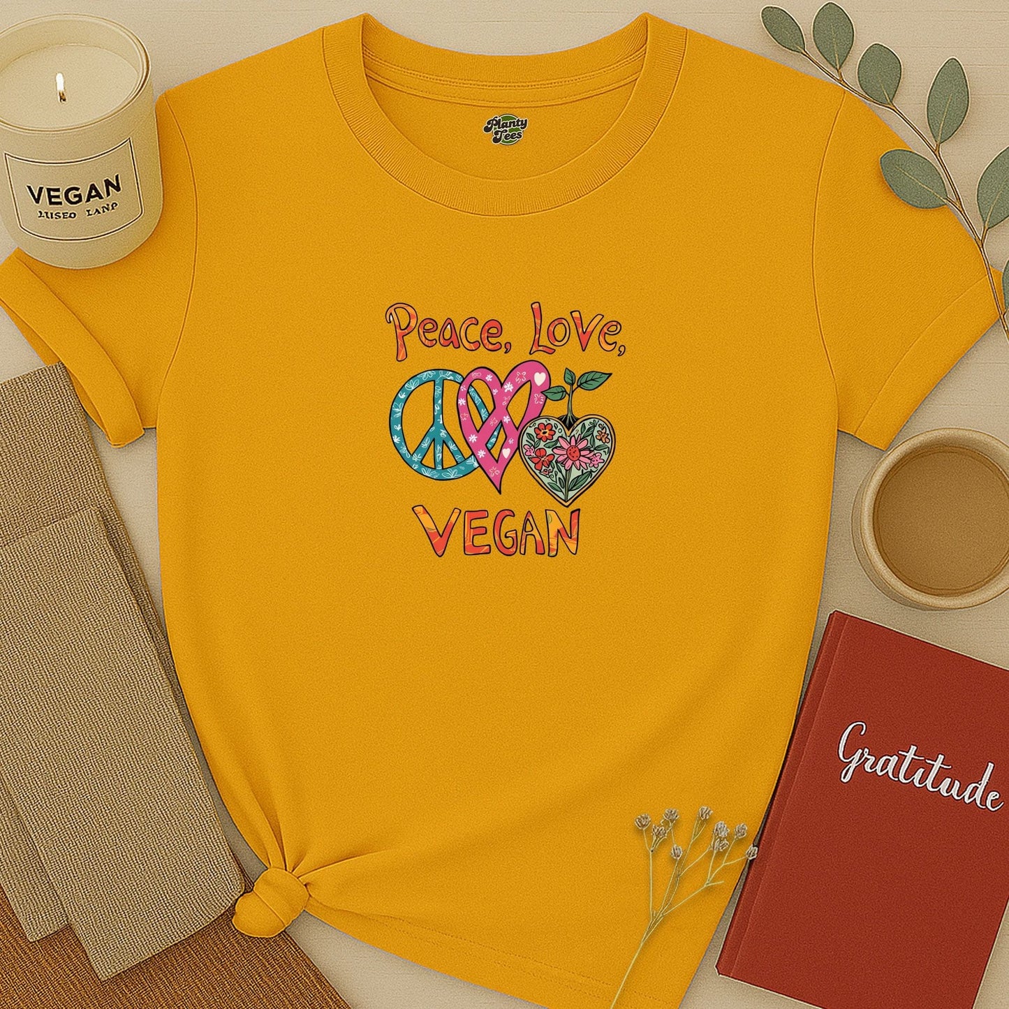 Peace, Love, Vegan T-Shirt