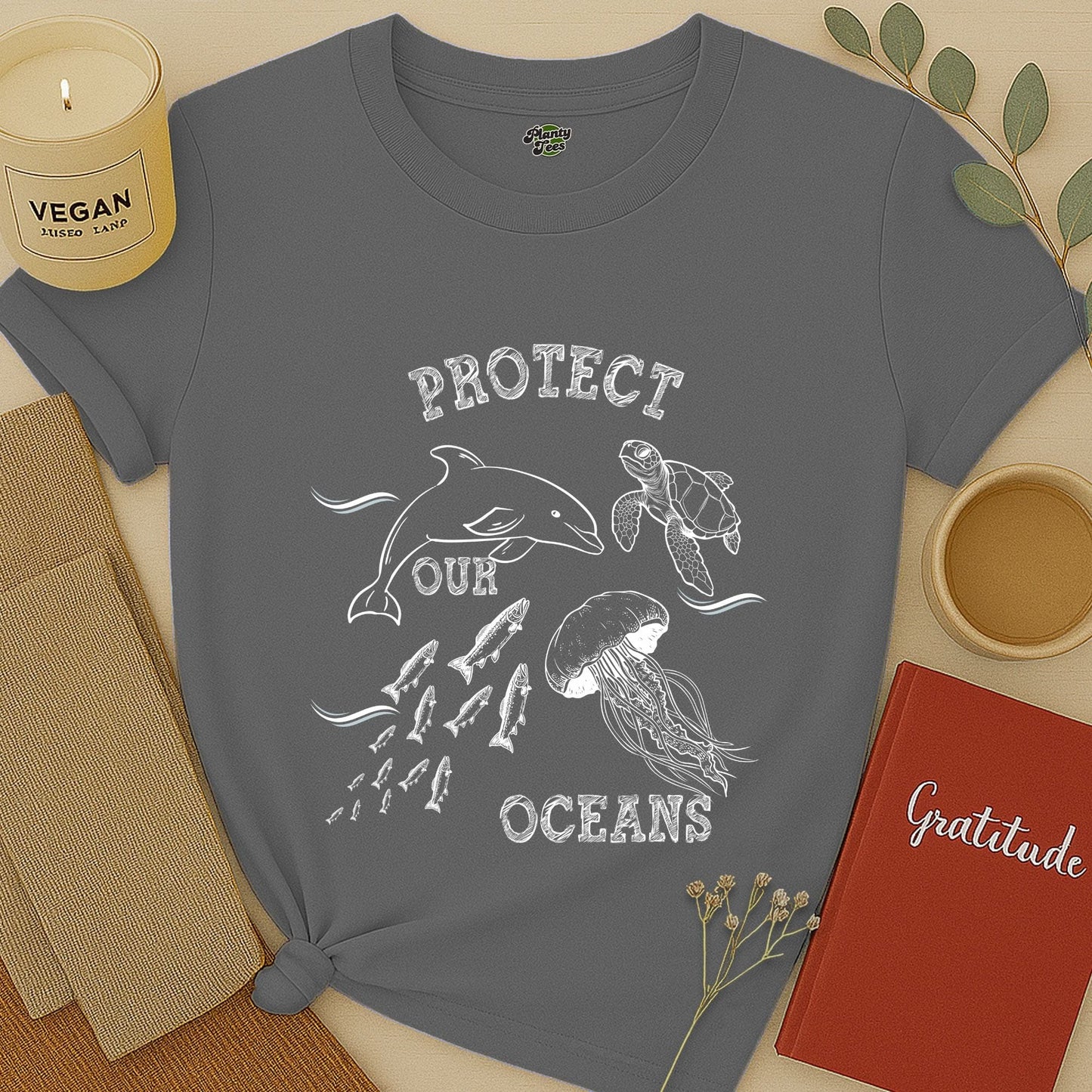Protect Our Oceans, White Sketch, T-Shirt