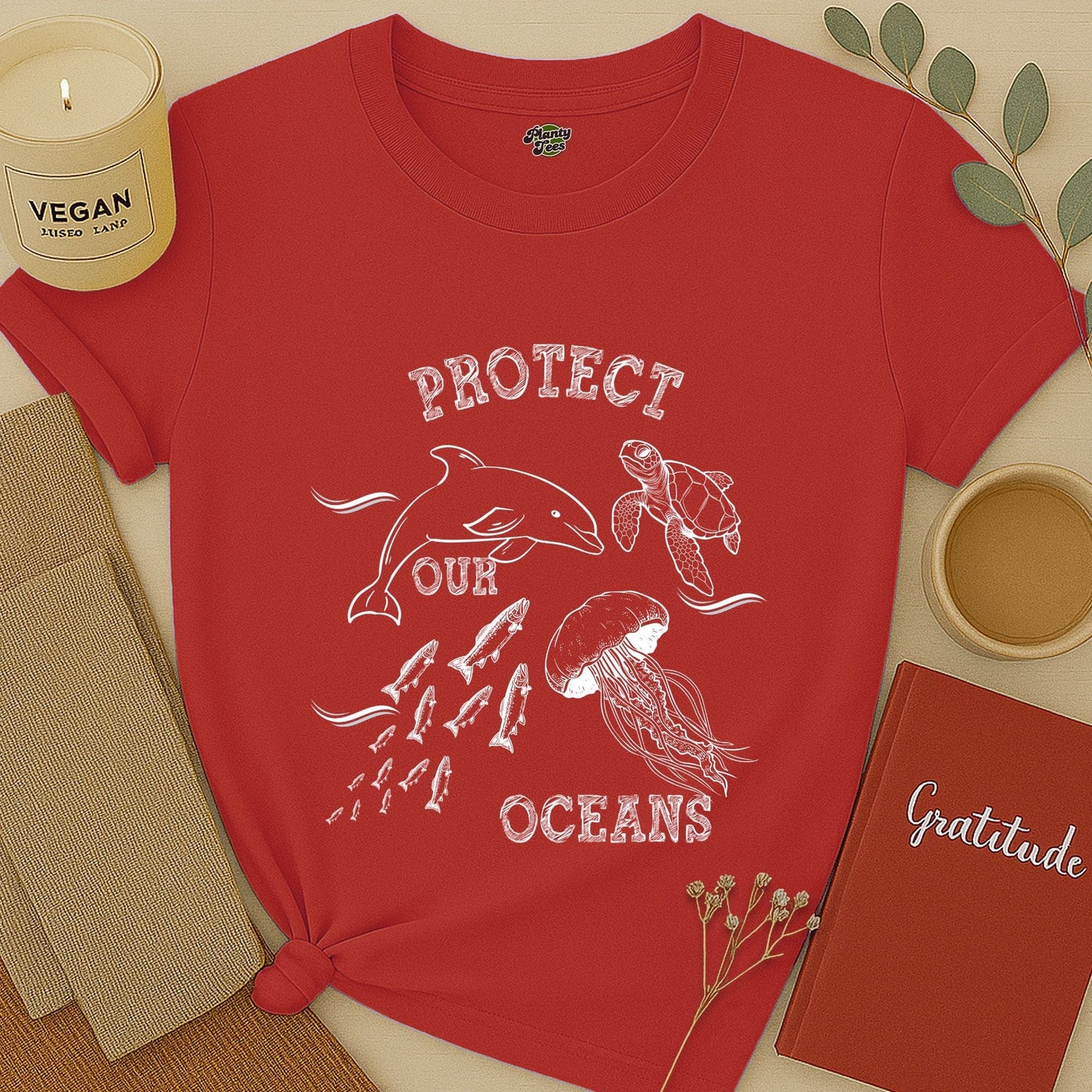 Protect Our Oceans, White Sketch, T-Shirt