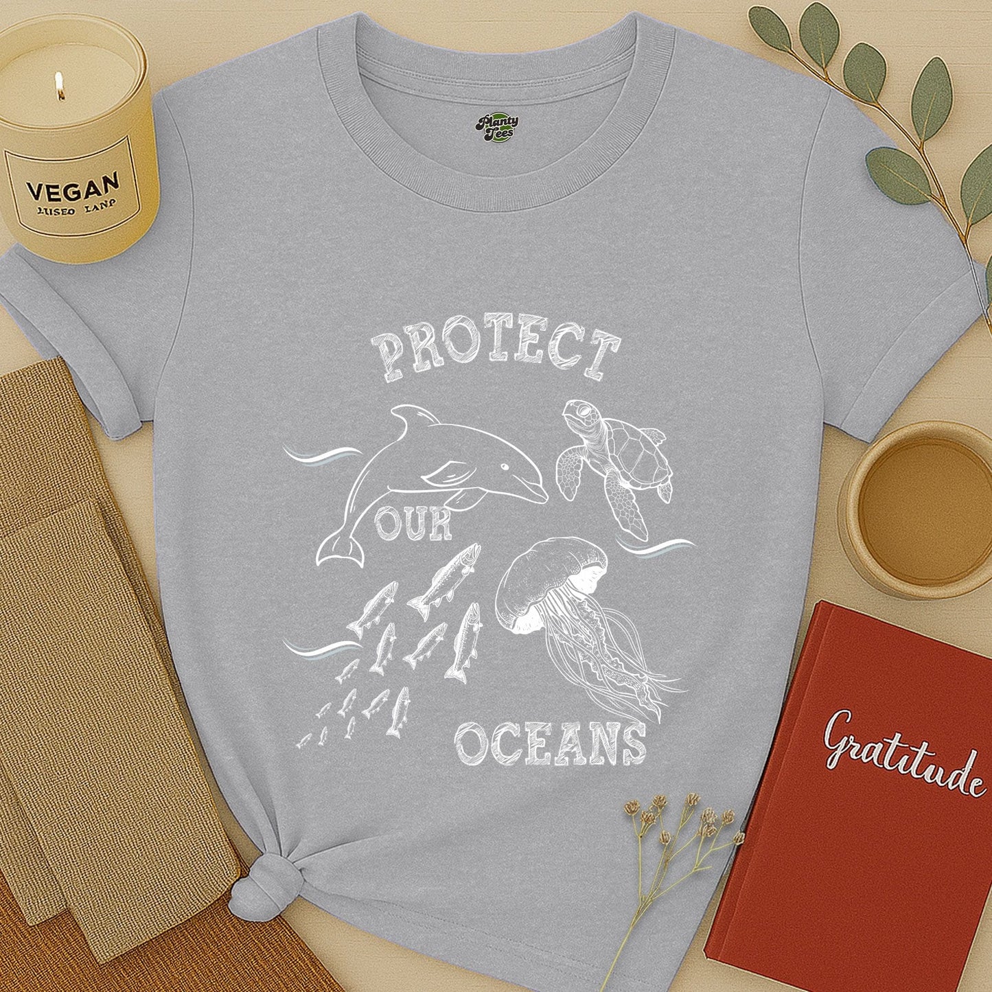 Protect Our Oceans, White Sketch, T-Shirt