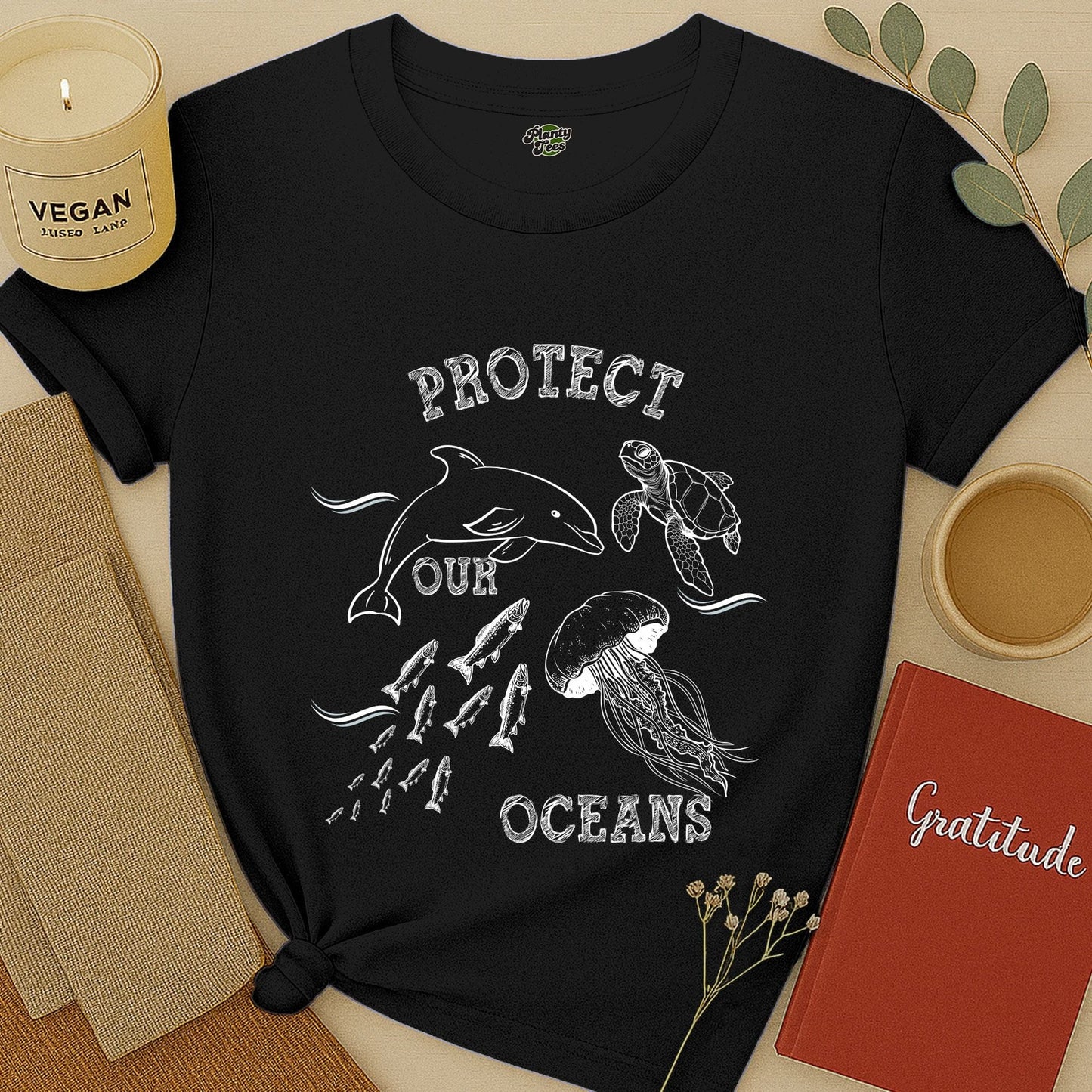 Protect Our Oceans, White Sketch, T-Shirt