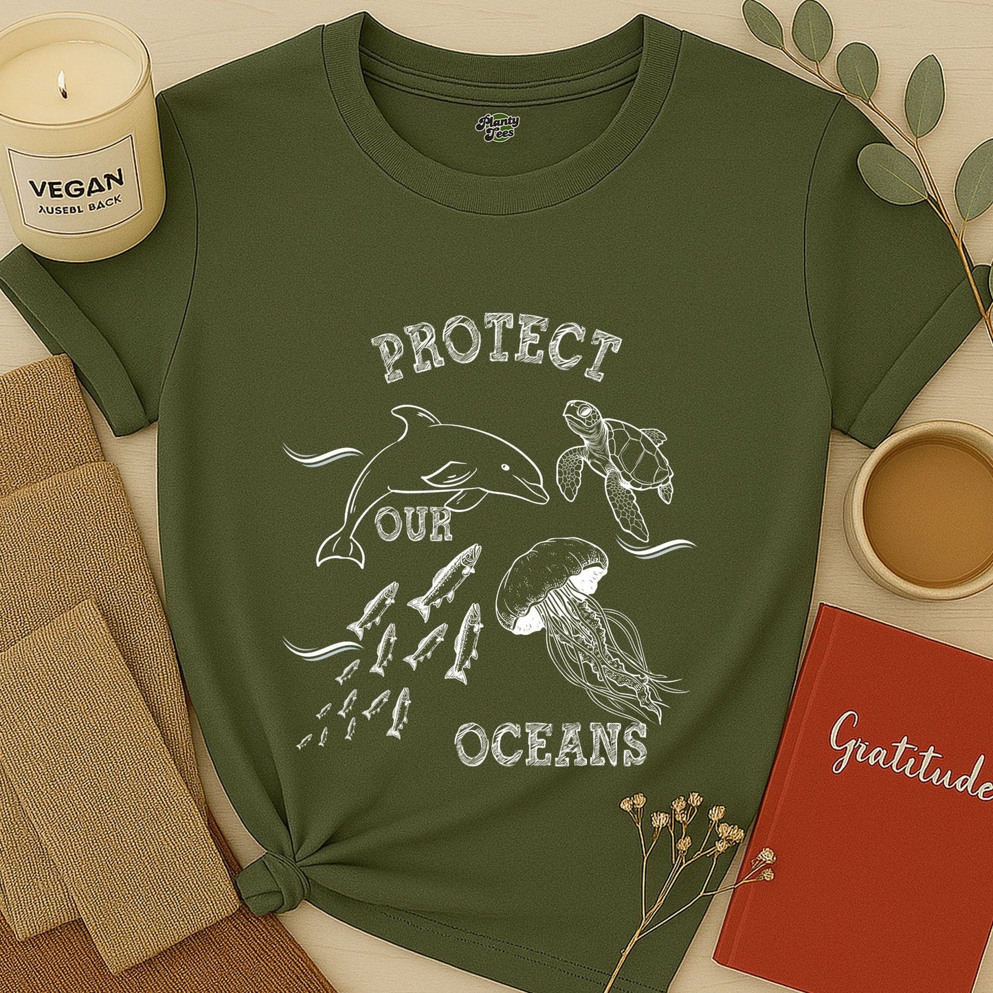 Protect Our Oceans, White Sketch, T-Shirt