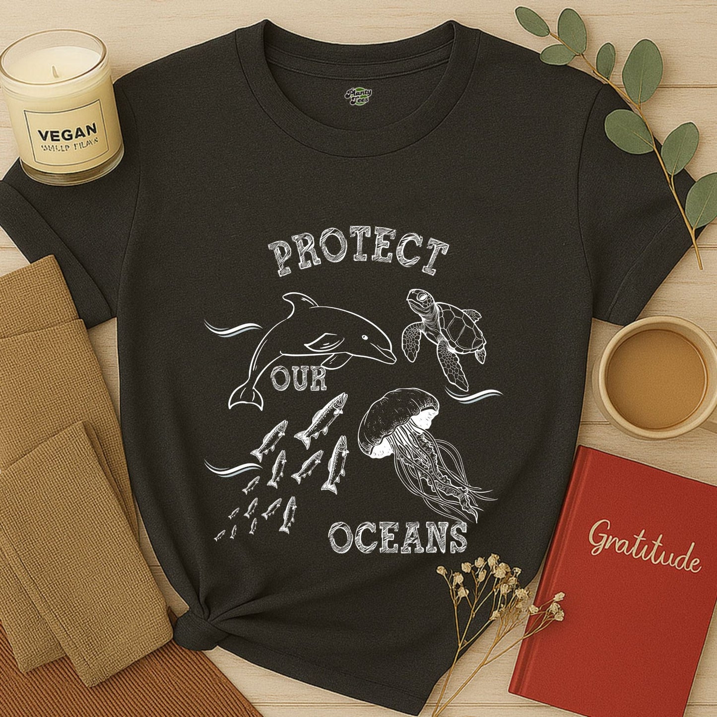 Protect Our Oceans, White Sketch, T-Shirt