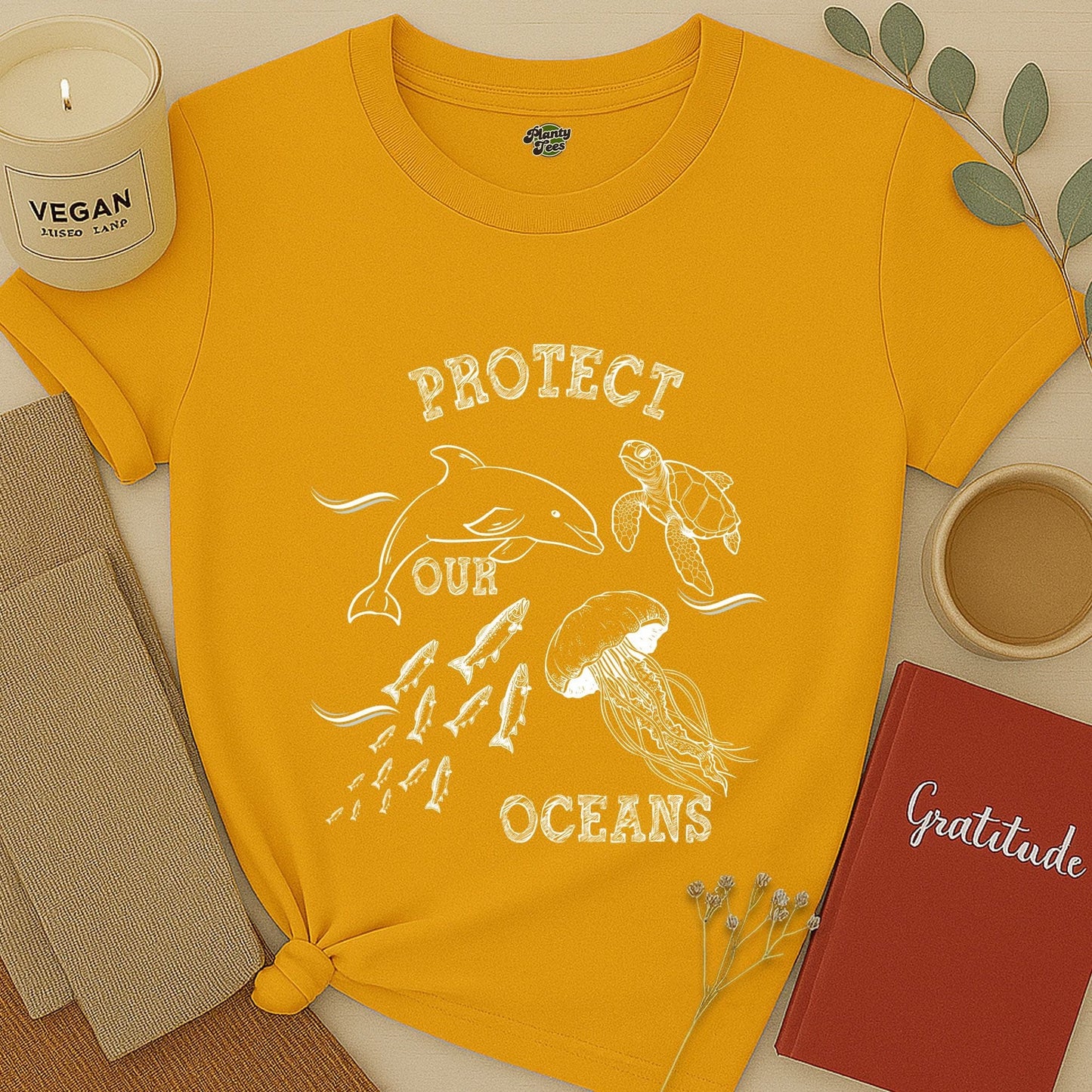 Protect Our Oceans, White Sketch, T-Shirt