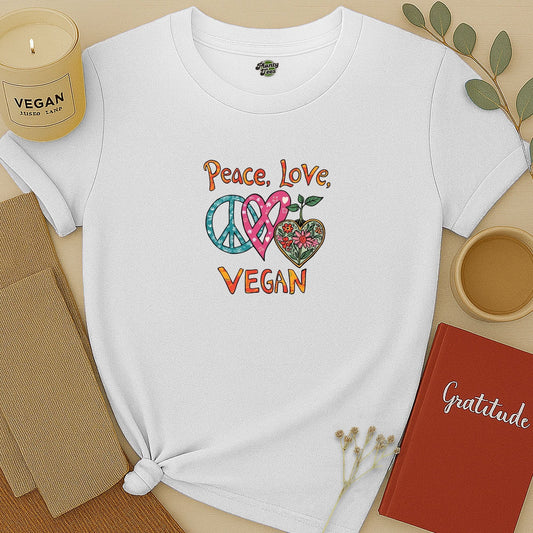 Peace, Love, Vegan T-Shirt