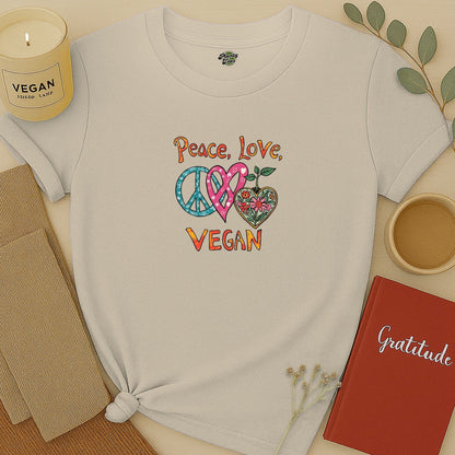 Peace, Love, Vegan T-Shirt