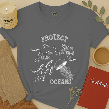 Protect Our Oceans, White Sketch, T-Shirt