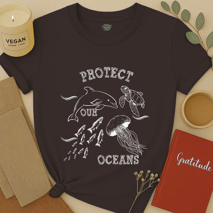 Protect Our Oceans, White Sketch, T-Shirt