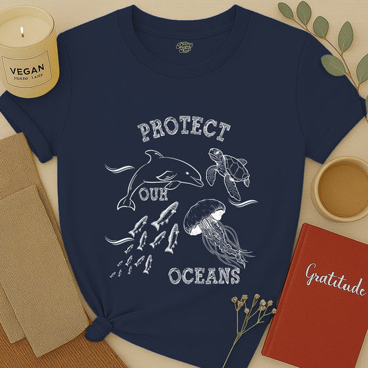 Protect Our Oceans, White Sketch, T-Shirt