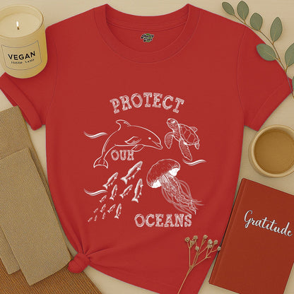 Protect Our Oceans, White Sketch, T-Shirt