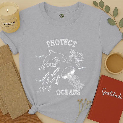 Protect Our Oceans, White Sketch, T-Shirt