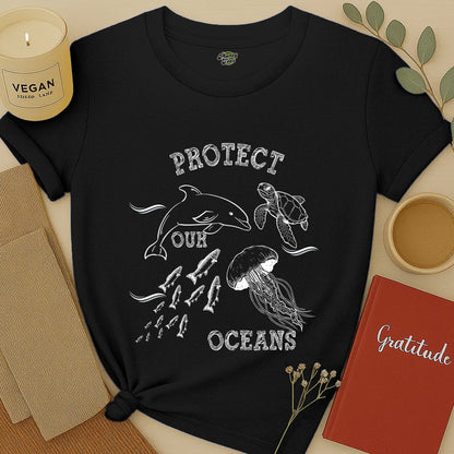 Protect Our Oceans, White Sketch, T-Shirt