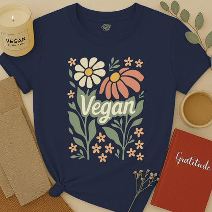 Vegan Floral Design T-Shirt